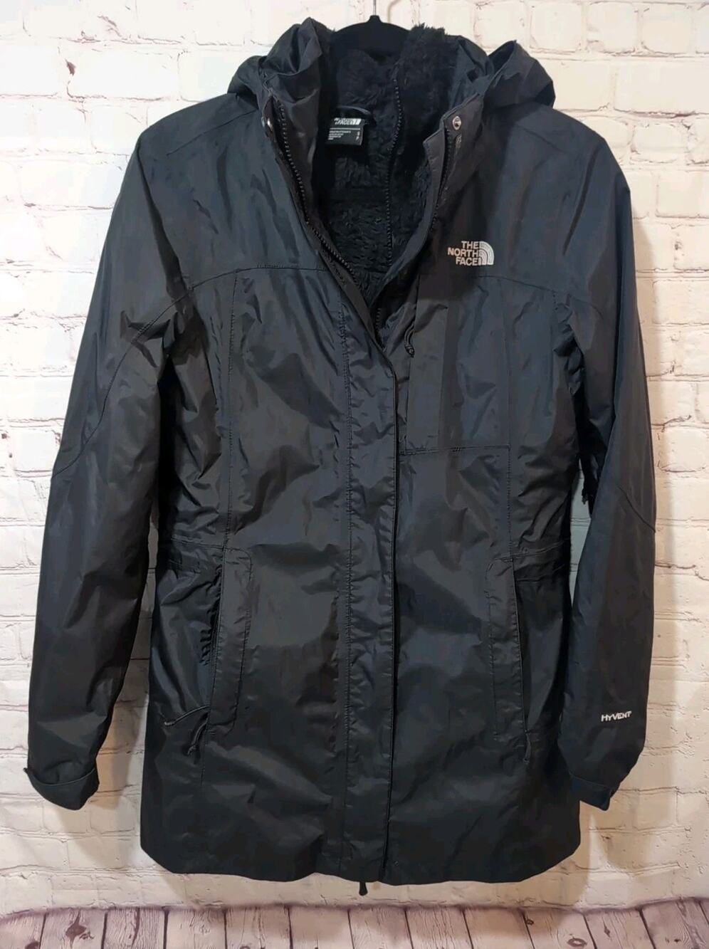The North Face HyVent 3 in 1 Zip-Up Hooded Jacket Women’s S Black Fleece Shell